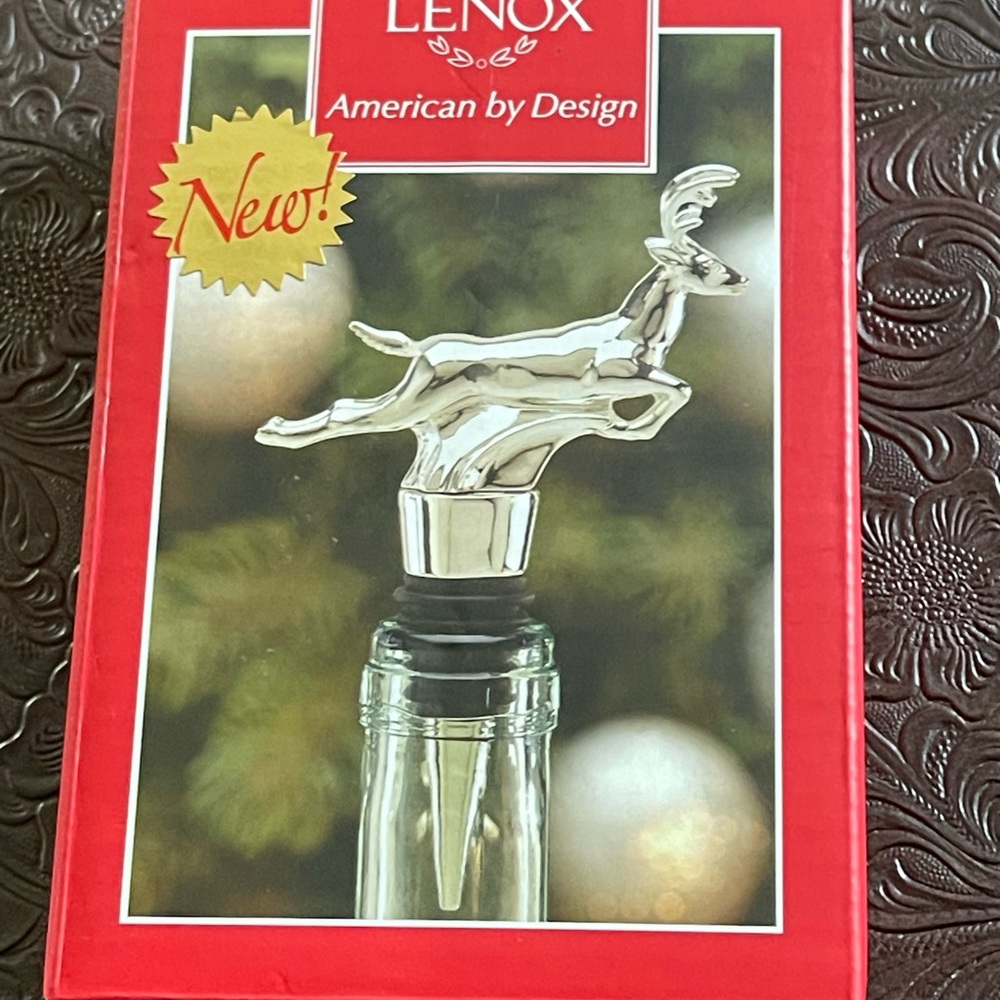 Lenox Red Reindeer Games Bottle Stopper NWT